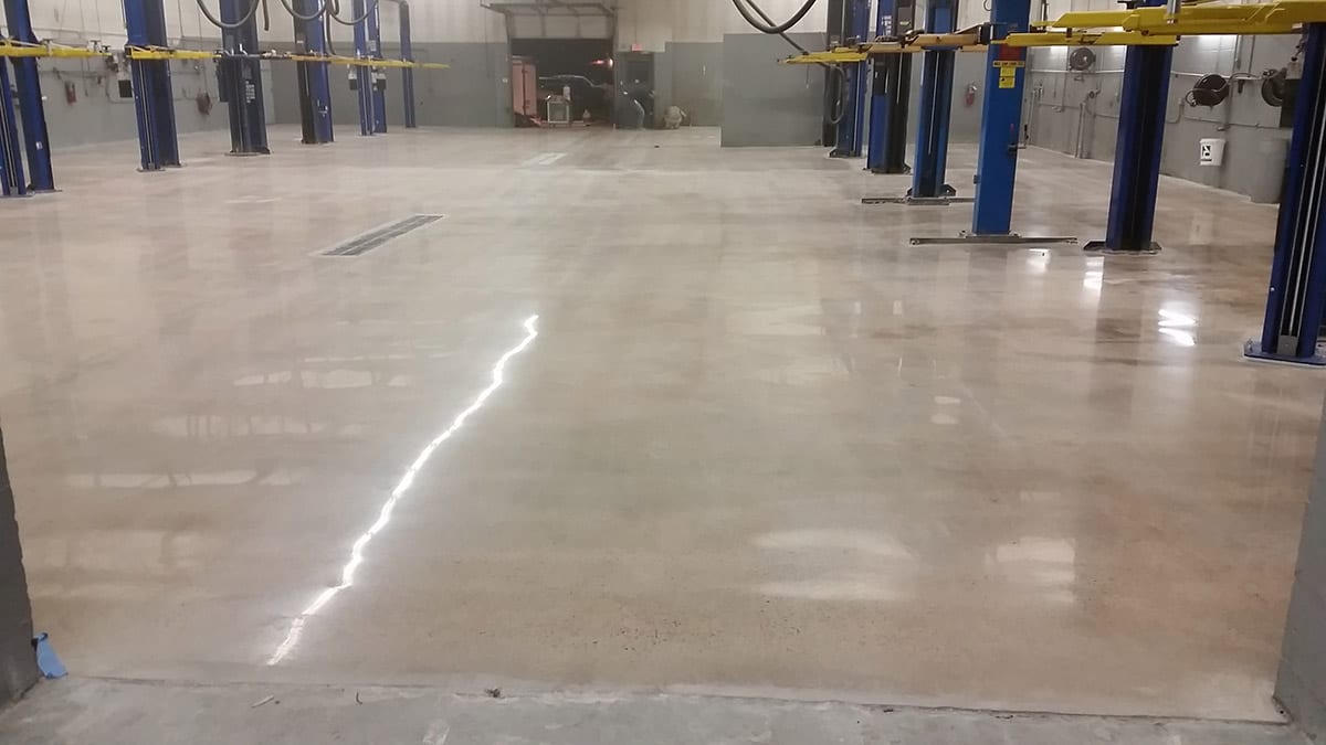 Denver, CO commercial flooring - polished concrete, auto shop