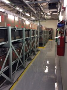 Epoxy flooring in an industrial energy storage facility in Denver, Colorado